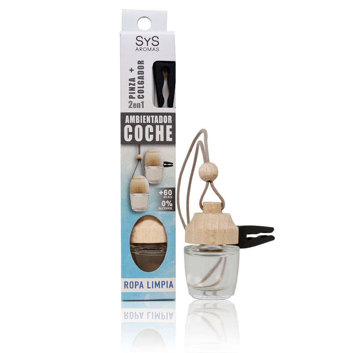 Ambientador coche  MYHOME c/pinza Ropa Limpia 7ml